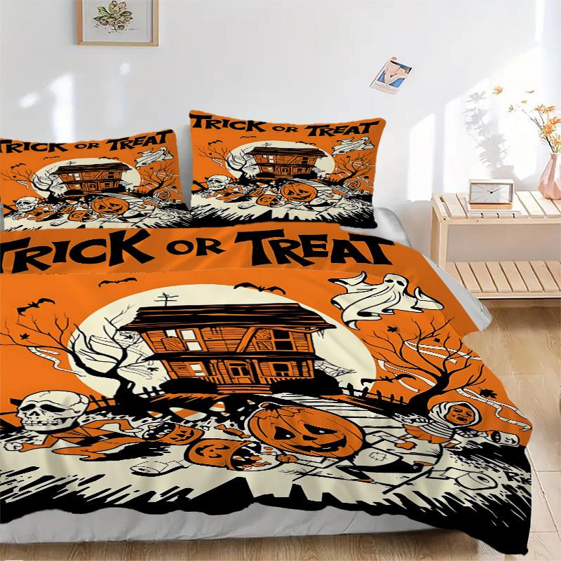 3pcs Bedding Set Halloween Party Includes 1 Comforter + 2 Pillowcases, Without Pillow Inserts, Soft Comfortable, Lightweight Breathable, Pri