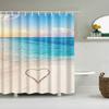 3D Scenic Landscape Seaside Beach Trees Flowers Shell Bath Curtain Shower Curtains for Bathroom Waterproof Polyester Frabic Hook