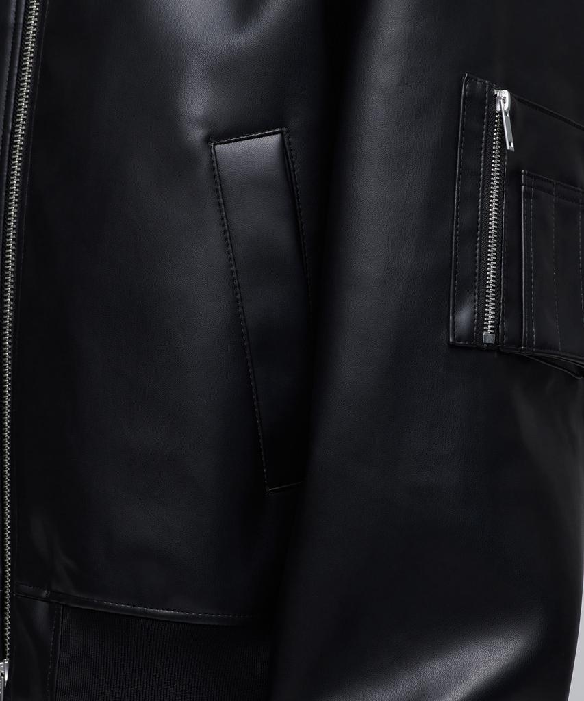 Musinsa Standard Synthetic Leather Extra Oversized Ma-1 Bomber Jacket [Black]