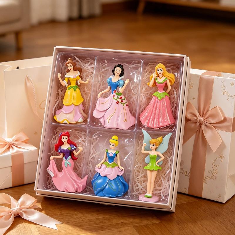 Disney 6 Piezas Figura de Princesa Adorno Decoración Tarta Cumpleaños Creativo Muñeca Escritorio Hogar