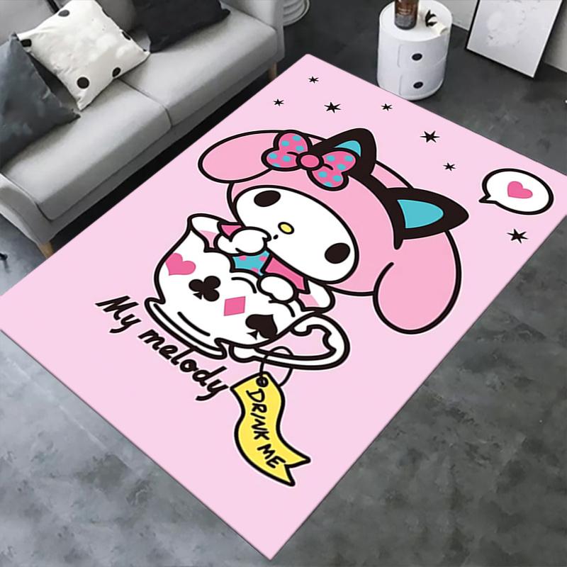 Office Rug My Melody, Drink Me Anti-Slip Rug, Machine Washable for Living Room, Bedroom, Office, Multiple Sizes, Bedroom Mat, Decorative Mat, Durable