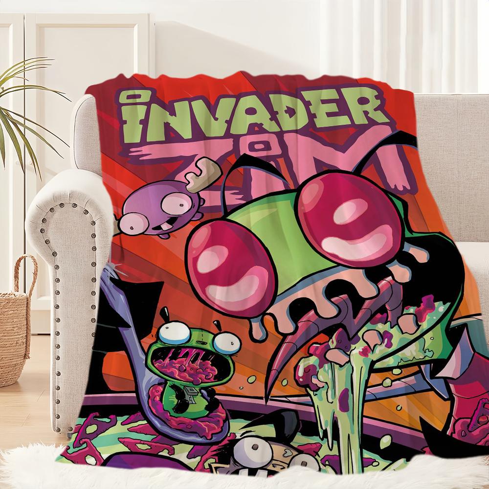 Funny Cartoon I-Invader Zim Blanket Blanket for Couch Sofa Travel Home Hiking Picni Bed Beding Flannel Blanket birthday gift