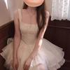 Pure Desire Wind Sleeveless Suspender Dress Women's Summer New Waist Lace Splicing Princess Puffy Short Skirt