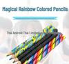 In-Stock Large Barrel 4-in-1 Rainbow Magic Colored Pencils with Thick Core.