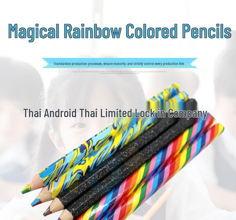 In-Stock Large Barrel 4-in-1 Rainbow Magic Colored Pencils with Thick Core.