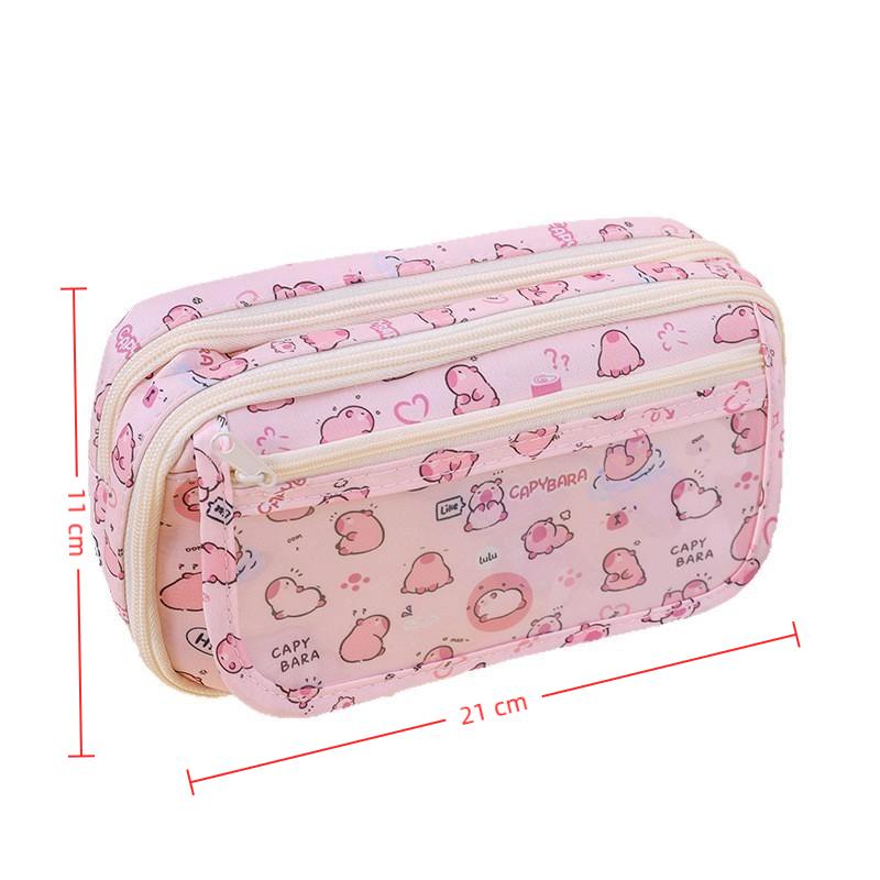1Pcs Large Capacity Capibala Pen Bag Stationery Storage Bag High Quality Kapibara Cartoon Pencil Case With Flip Top