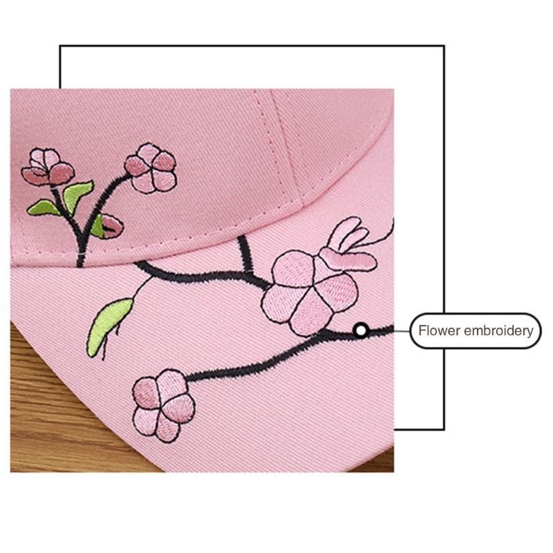 Fashion Baseball Hat for Girl Embroidery Flower Hat Windproof Baseball Hat Breathable Sunproof Hat for Outdoor Activity
