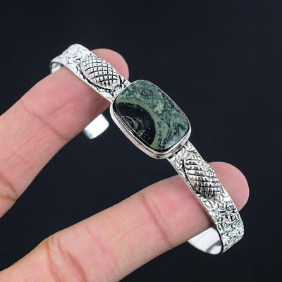 Halloween Deal 925 Silver Natural Kambaba Jasper Art Deco Handcrafted New Bangle