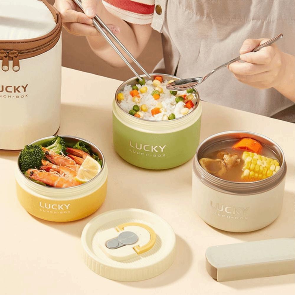 Double Layer Food Container Stackable Soup Bowl Dinnerware Thermal Lunch Box Office Worker
