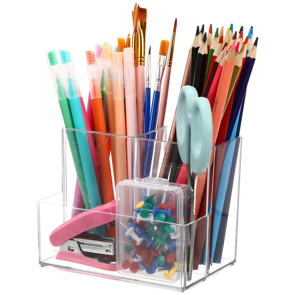 Frcolor Makeup Stationery Makeup Clear Makeup Brush Divided Makeup Storage Desktop Pen Desk Organizer Cosmetic Holder Storage, Storage, Organizer,