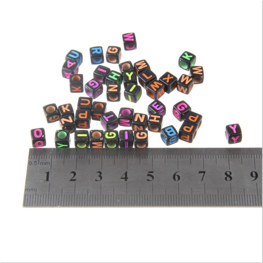 100pcs/lot Mixed Acrylic Square English Alphabet Letter Beads Charms Bracelet Necklace For DIY