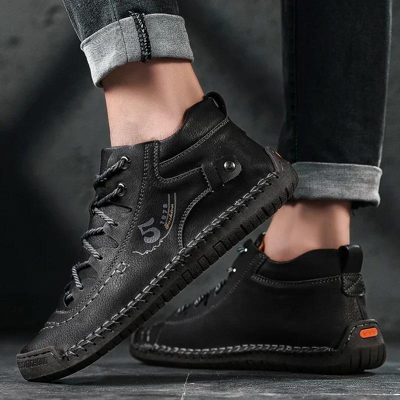 Summer Sneakers for Men Shoes 2024 Style Leisure Sneaker Men Leather Shoe Natural Cowhide Leather Cheap Shoes With Free Shipping