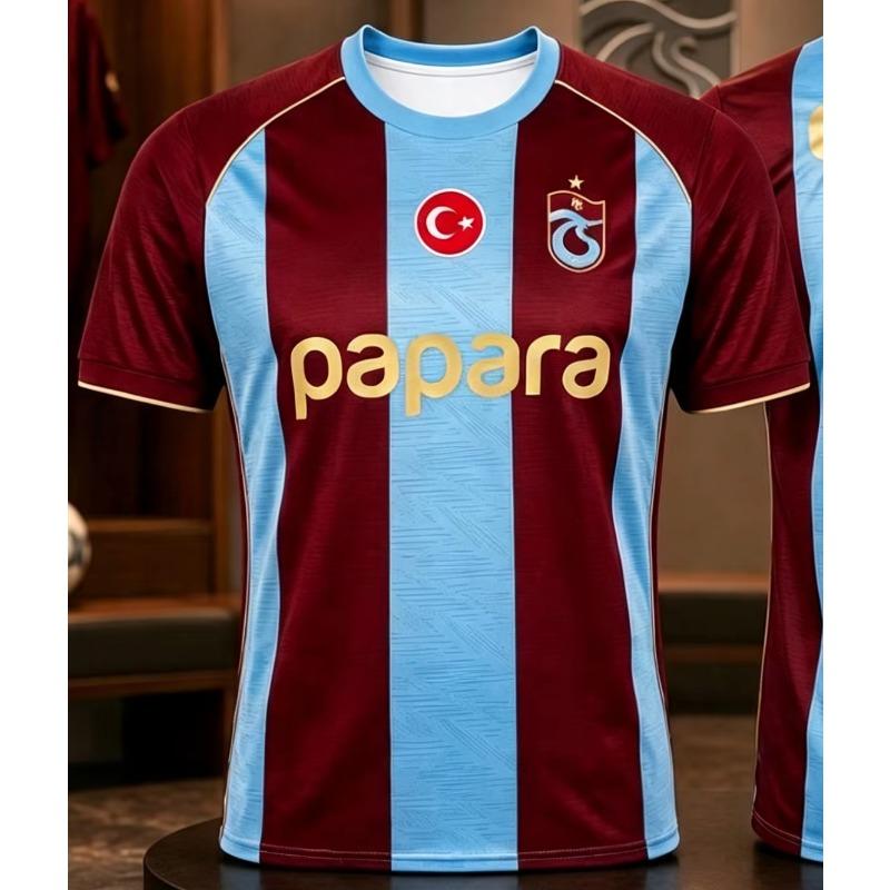 2026 Trabzonspor Salah 10# Fußballtrikot, Herren Sommer Neu 3D-Druck Sport Fußball T-Shirt, Atmungsaktiv Schnelltrocknend Kleidung 2XL brown