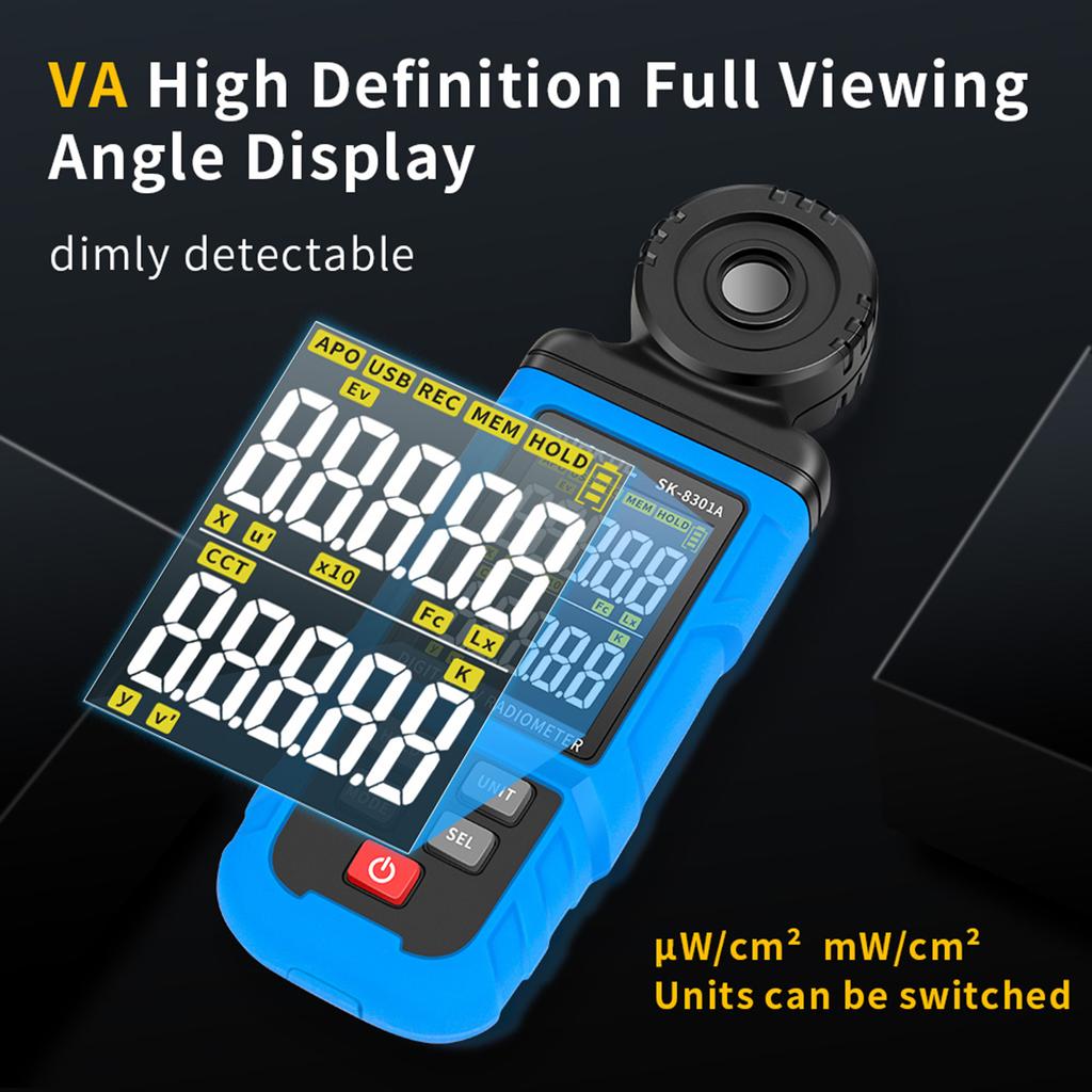 Light Meter Digital Illuminance Meter Handheld Ambient Temperature Measurer 0.1 300000Lx Meter Support Data Logging 5