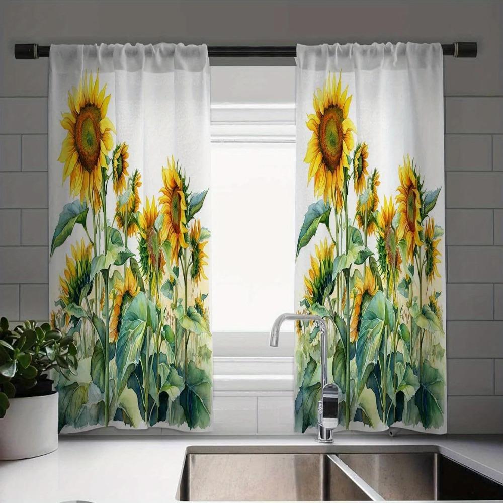 2 Panel Tulip Flower Print Curtain Flamingo Curtain Sunflower Curtain for Bedroom Living Room Kitchen Blinds Window  cortinas