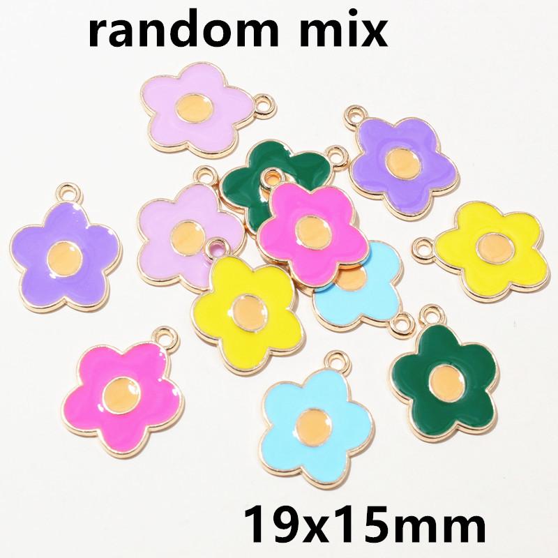 20pcs Enamel Mushroom Charms Pendant 19x19mm Alloy Metal DIY Jewelry Making Accessories for Earring Bracelet Necklace Finding