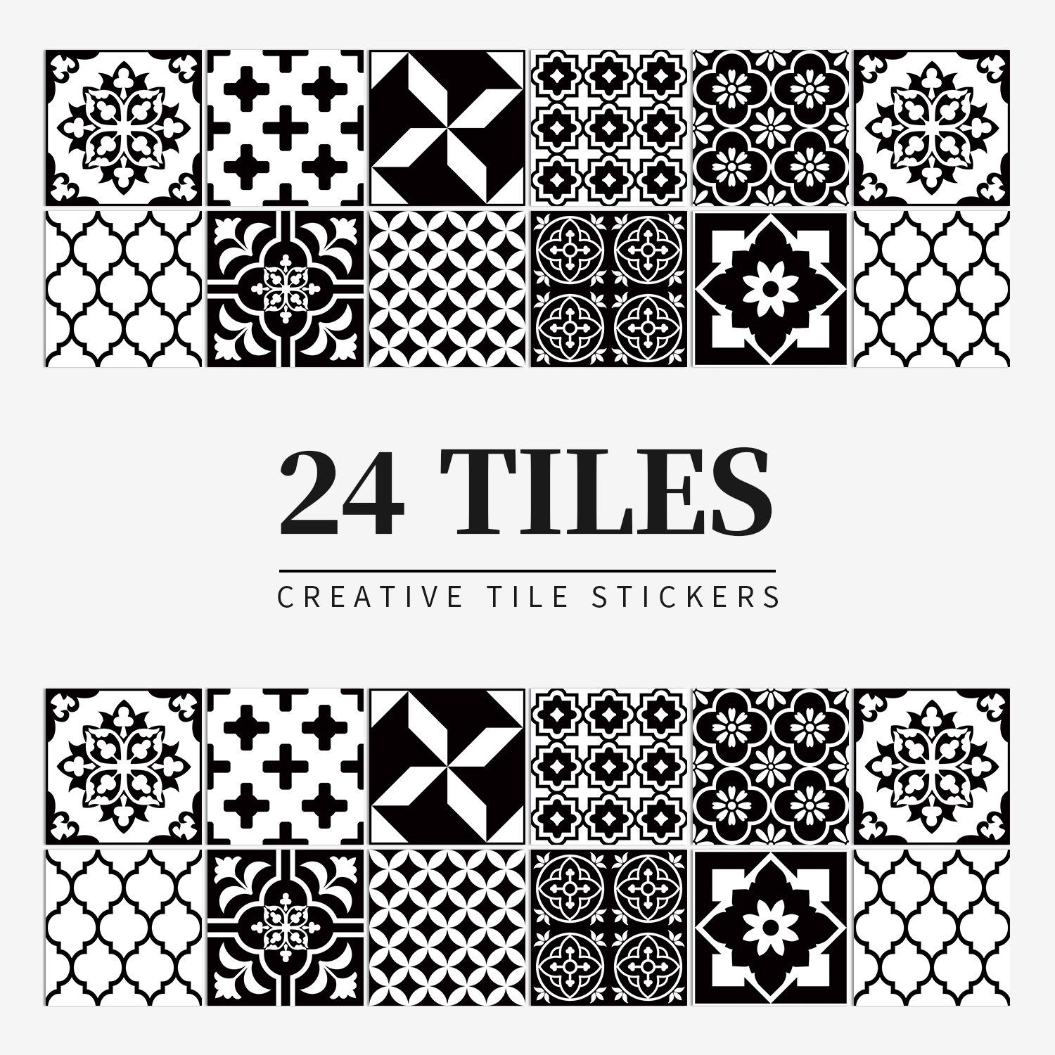 

24 шт. Ретро наклейки на стену с мандалой, кухонные самоклеящиеся водостойкие наклейки на плитку, декор для ванной комнаты, марокканская наклейка из ПВХ 20*20*24PCS