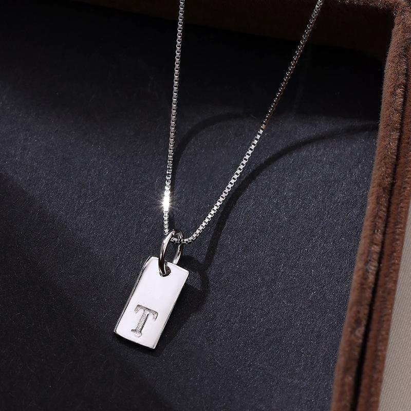 Banyan Tree Sterling Silver Square Letter Pendant Necklace