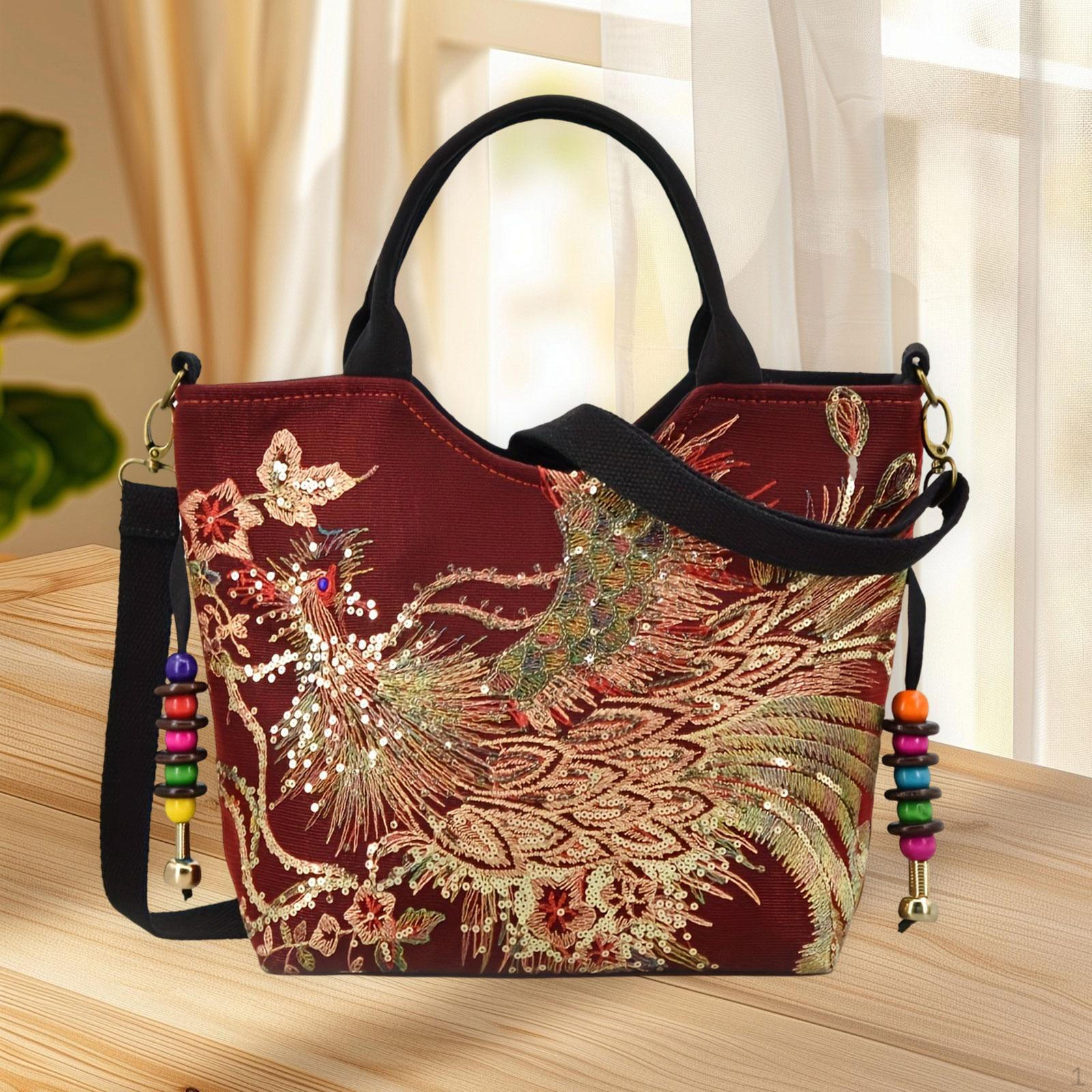 

Сумка через плечо с вышивкой для праздников и использования на открытом воздухе Red