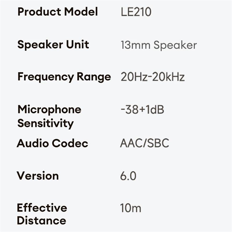 Original Lenovo LE210 Wireless Bluetooth 6.0 Earphones Low Latency HiFi Sound Quality Gaming Sport Headphones HD Call Noise Reduction Earbuds