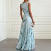 Elegant Floral Print Maxi Dress With Deep V-Neck High Waist Flowy A-Line Skirt Women 2026