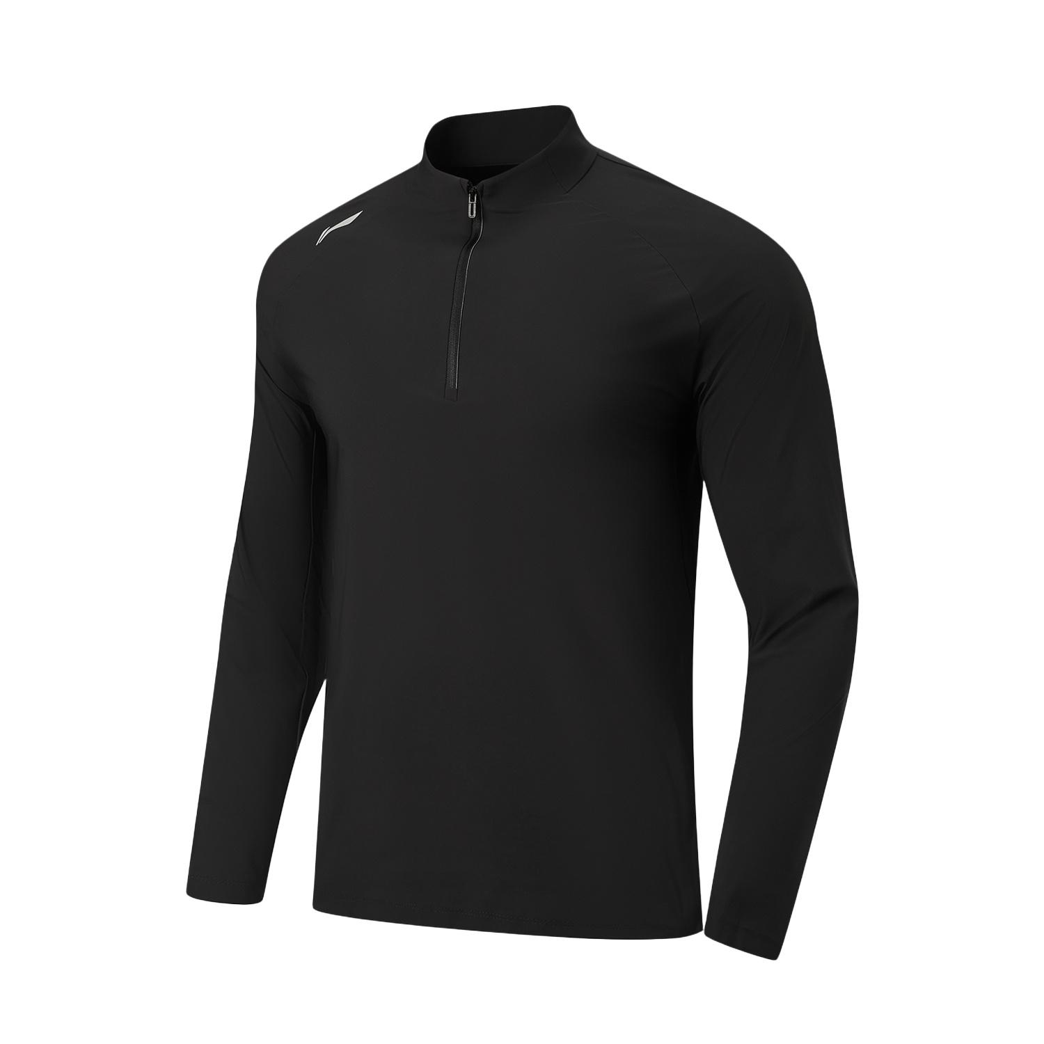 Li-Ning Fitness Series Stand Collar Logo Letter Stitching T-Shirt Men tops ATLW093-1 M
