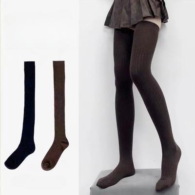 Women's Solid Knee-high Socks Fall Winter Thickened Calf Knee-high Stockings Breathable Soft Comfortable Thigh-length Socks Stocking Cover