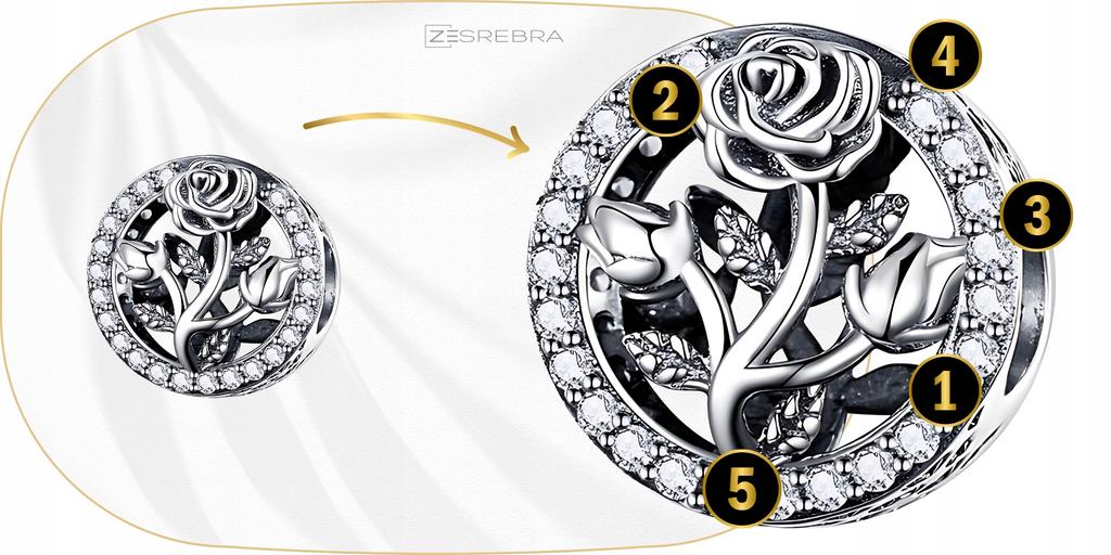 Rose Charms 925 Rose Flower Bead Pendant Charms Pr 925