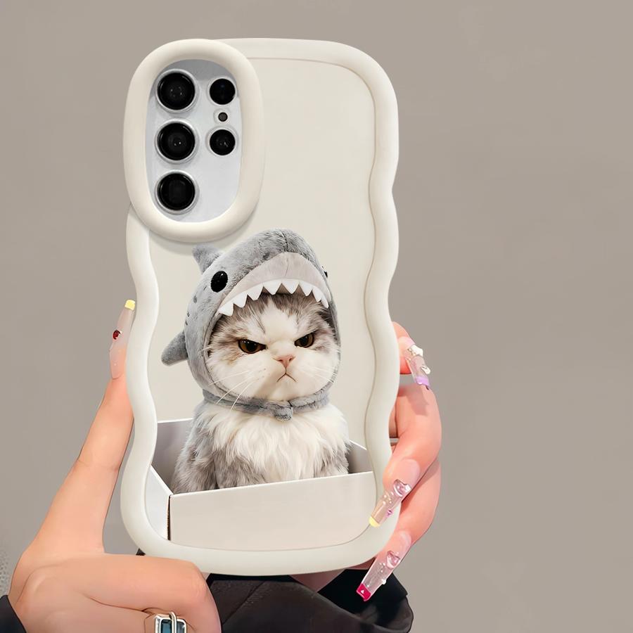 Angry Cat Bow Soft Phone Cover Case for Samsung Galaxy S23 Plus S24 S25 S21 S22 Ultra A26 S20 FE A25 A36 A24 A34 A54 A55 A35