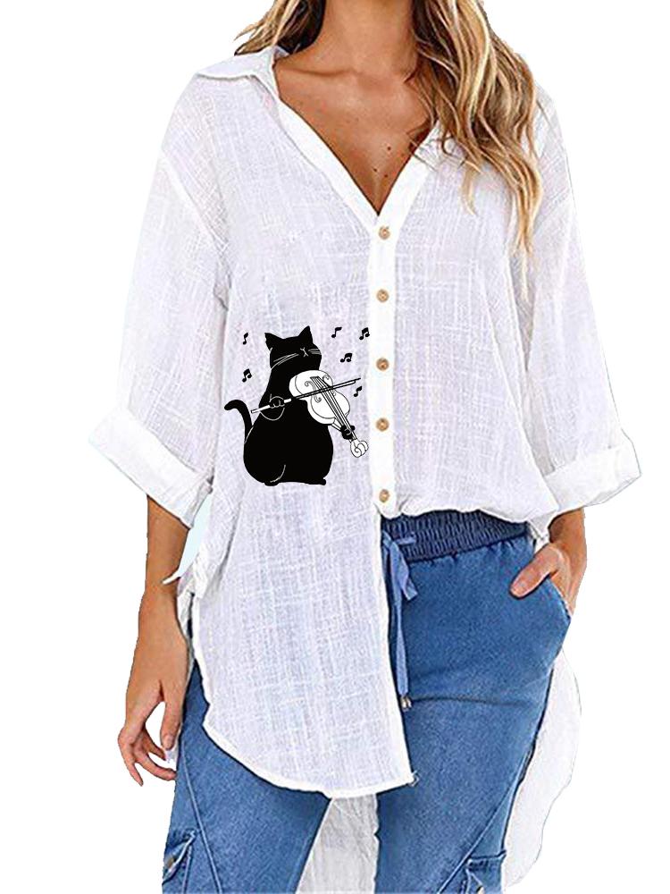 Women Casual V Neck Half Sleeve Blouse Spring&summer Fashion Loose Printed T-shirt S