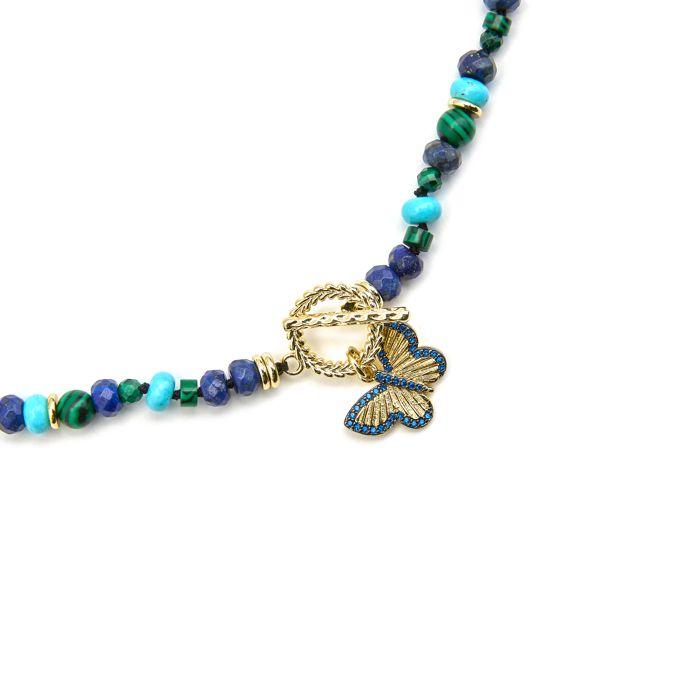 Collier Luxenter avec Lapis lazuli naturel finition or 18k - Arru
