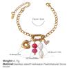 Personalized Natural Stone Pearl Love Hollow Bracelet Versatile Oil Drop Red Pepper Stainless Steel Croissant Bracelet