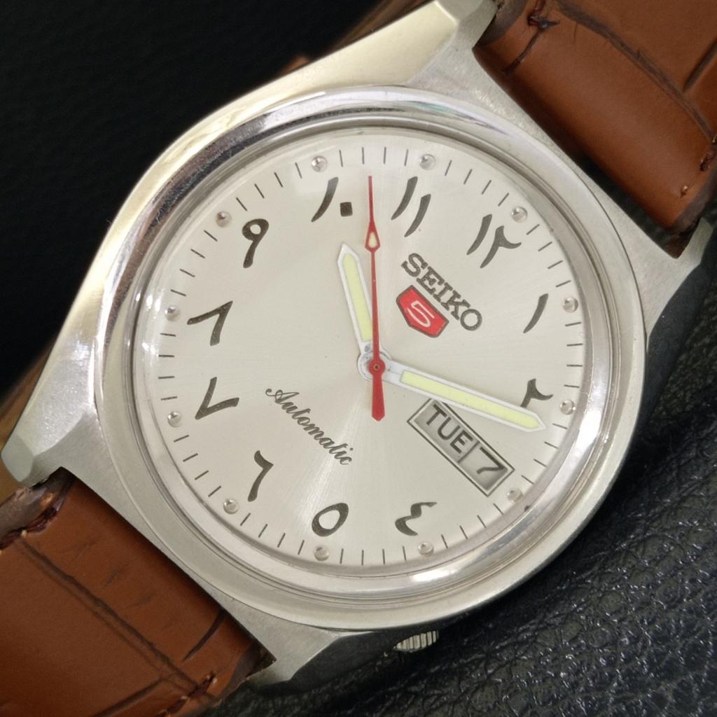 AUTOMATIC VINTAGE SEIKO 5 JAPAN 6119C MENS ARABIC SILVER DIAL WATCH A702445-5 R124-a702445