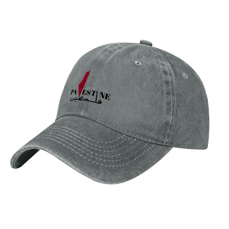 Palestine Embroidered Washed Cotton Baseball Cap Red Key Design Unisex Adjustable Hat Daily Outdoor