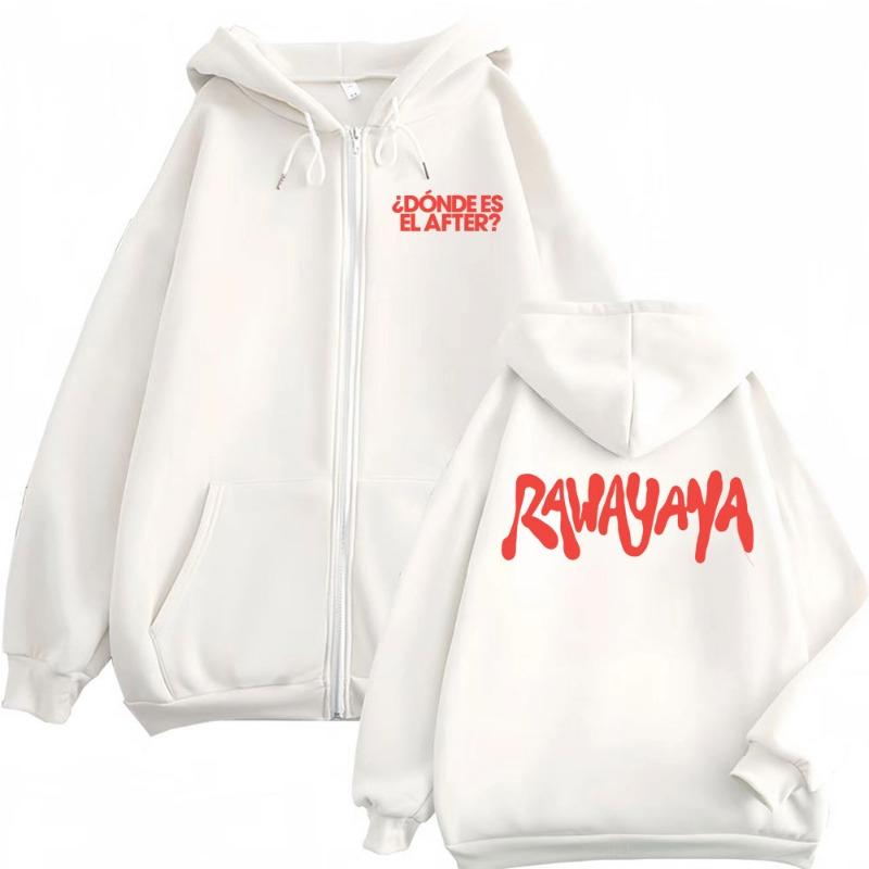 Rawayana Donde Es El After Album Logo Reißverschluss Kapuzenpullover Herren Hip Hop High Street Sweatshirt Jacke Lässig Fleece Reißverschluss Kapuzenpullover Mantel