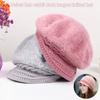 Winter Casual Warm Plush Beanie Hat Knitted Visor Beret Hat Skullcap
