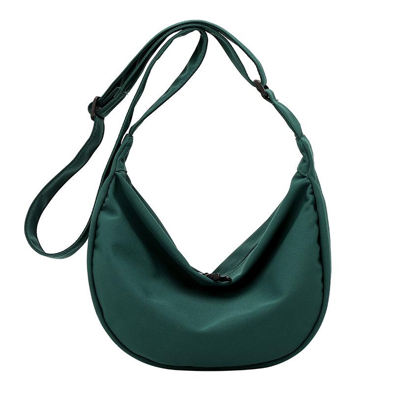 

Simple Solid Color Hobos Shoulder Bags for Women Large Capacity Ladies Canvas Crossbody Bag Lightweight Outdoor Travel Handbags темно-зеленого