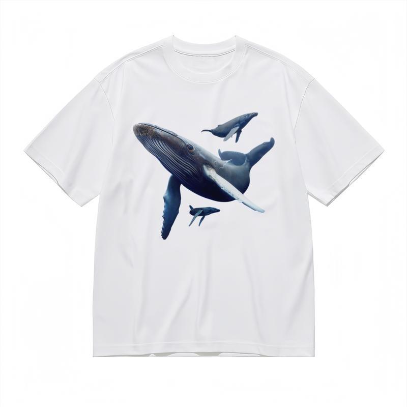 Women's Comfortable Breathable Classic T-Shirt Whale Illustration Graphic Tee