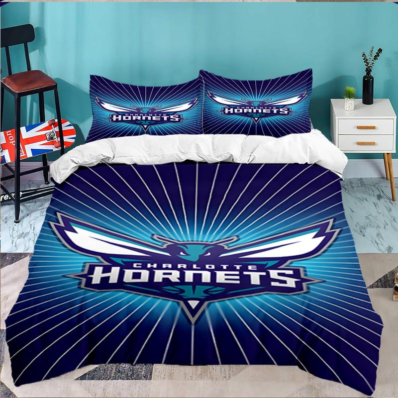 Charlotte-Hornets Logo 3pcs Bedding Set,Including 1pc Duvet Cover And 2pcs Pillowcases Perfect Gift for Christmas,Ideal for Bedroom, Dormitory
