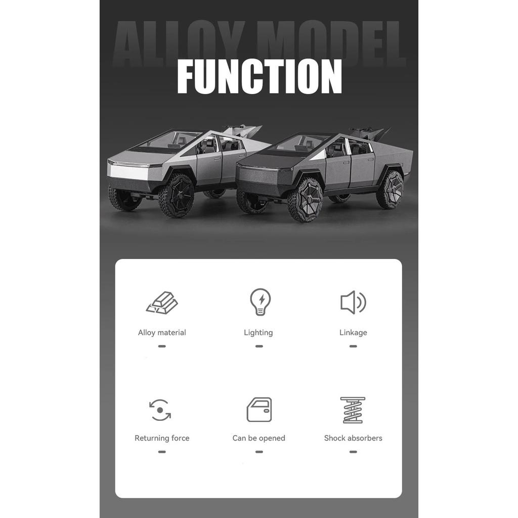 1/24 Tesla Cybertruck SUV Off Road Alloy Diecast Metal Model Boutique Decorations Trendy Toys Ornaments Holiday Gift for Boyfriend Boy