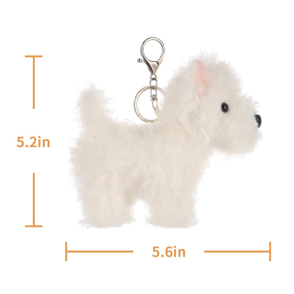 West Highland Cute Soft Animal Keychain Plush Suitable for Men and 13cm [Apricot Lamb] Toy, Women, Backpack, Wallet,