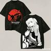 Anime T-shirt Trendy Vintage Washed Oversized T Shirt Summer Short Sleeve Cotton Tees Clothes Men Clothing