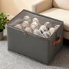 Storage Box with Lid for Footwear Foldable with 12 Grid Sections Clear Window for Easy Identification Made with Oxford Fabric