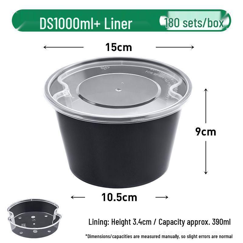 Black Round Disposable Food Containers: Thickened Soup and Fast Food Bowls