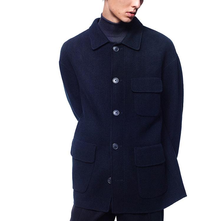 UNIQLO Wool Work Jacket Men Jackets Dark-Blue 436105-68