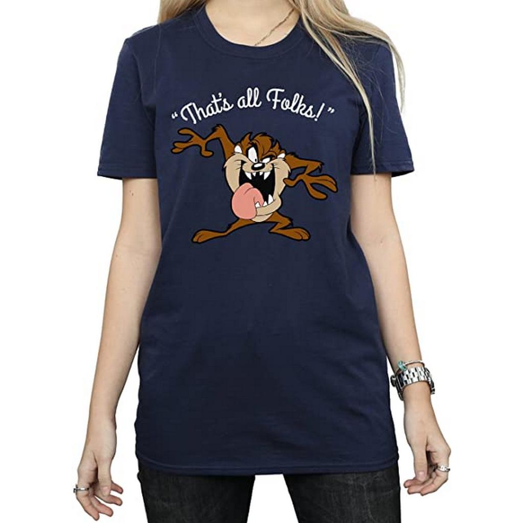 Looney Tunes Womens/Ladies That´s All Folks Taz Cotton Boyfriend T-Shirt