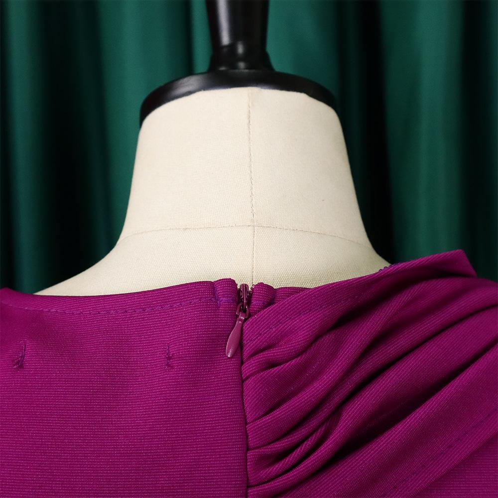 JKASHDK Moda dama toamna iarna imprimeu culoare uni maneca lunga talie inalta rochii de cocktail si seara