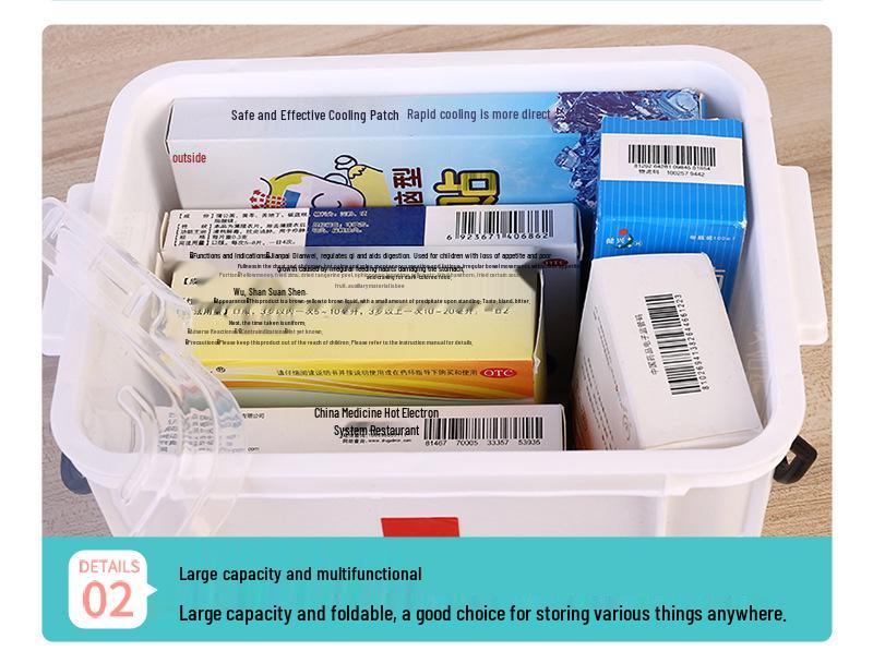 Extra Large Double-Layer Handheld Medicine and First Aid Storage Box