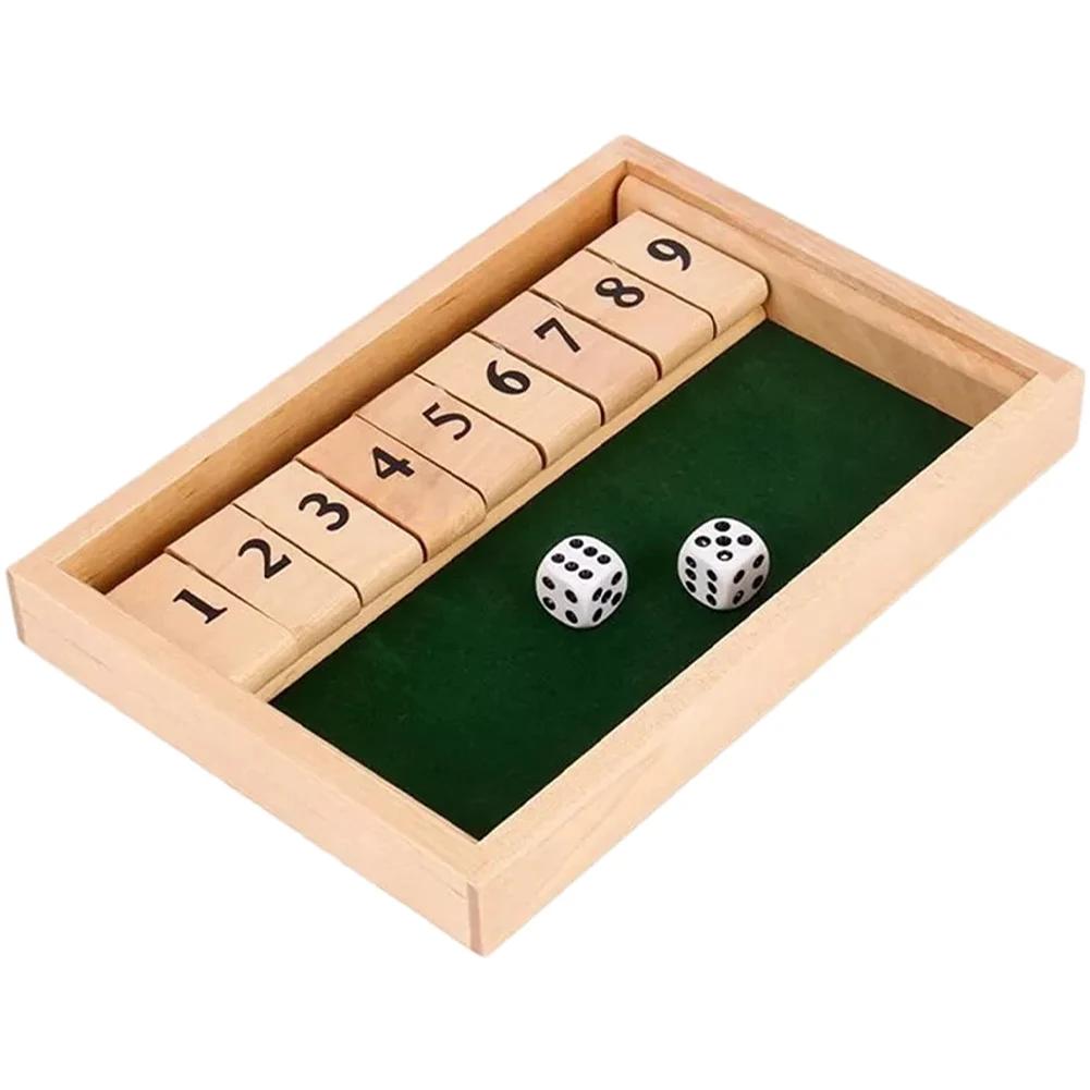 

Shut The Box Настольная игра в кости Деревянные плашки и игра в кости 4 игрока Паб Бар Вечеринка Семейное развлечение для детей и взрослых