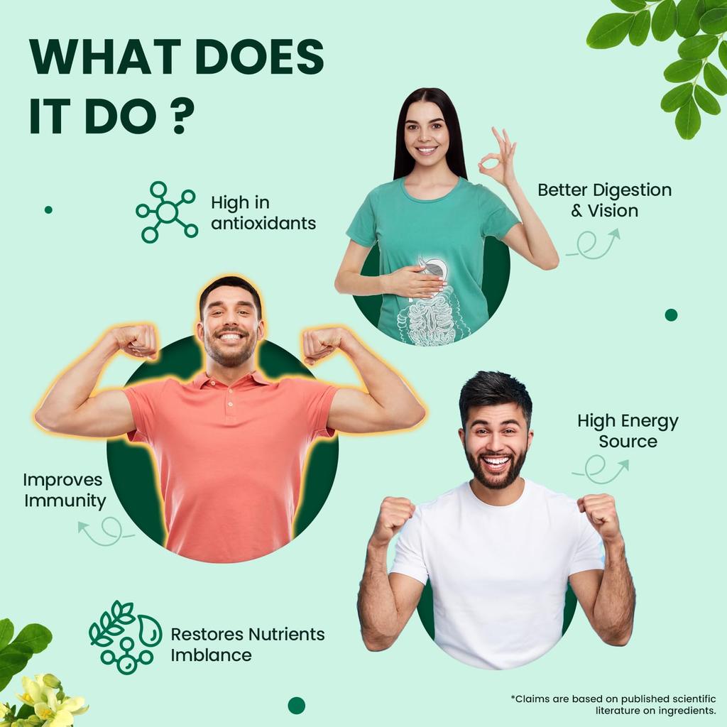 Polvo de Hojas de Moringa Neuherbs 200g Superalimento Puro Para Energía, Digestión y Apoyo Inmunológico Natural